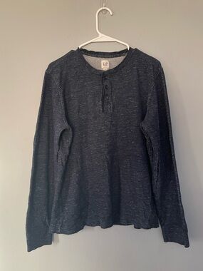 GAP Navy Blue Marled Henley Top